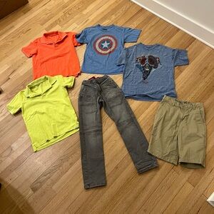Lot of 6 Boys Tops Pants Shorts Size 12 Mixed Lot